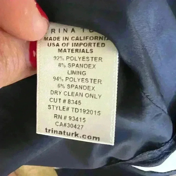 Trina Turk Floral Printed Bow-Back Sheath Mini Woman’s Navy Dress Size 2 - Picture 8 of 8